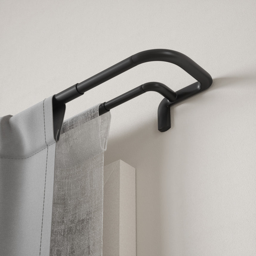 Double Curtain Rods | color: Matte-Black | size: 66-144" (168-365 cm) | diameter: 3/4" (1.9 cm) | Hover