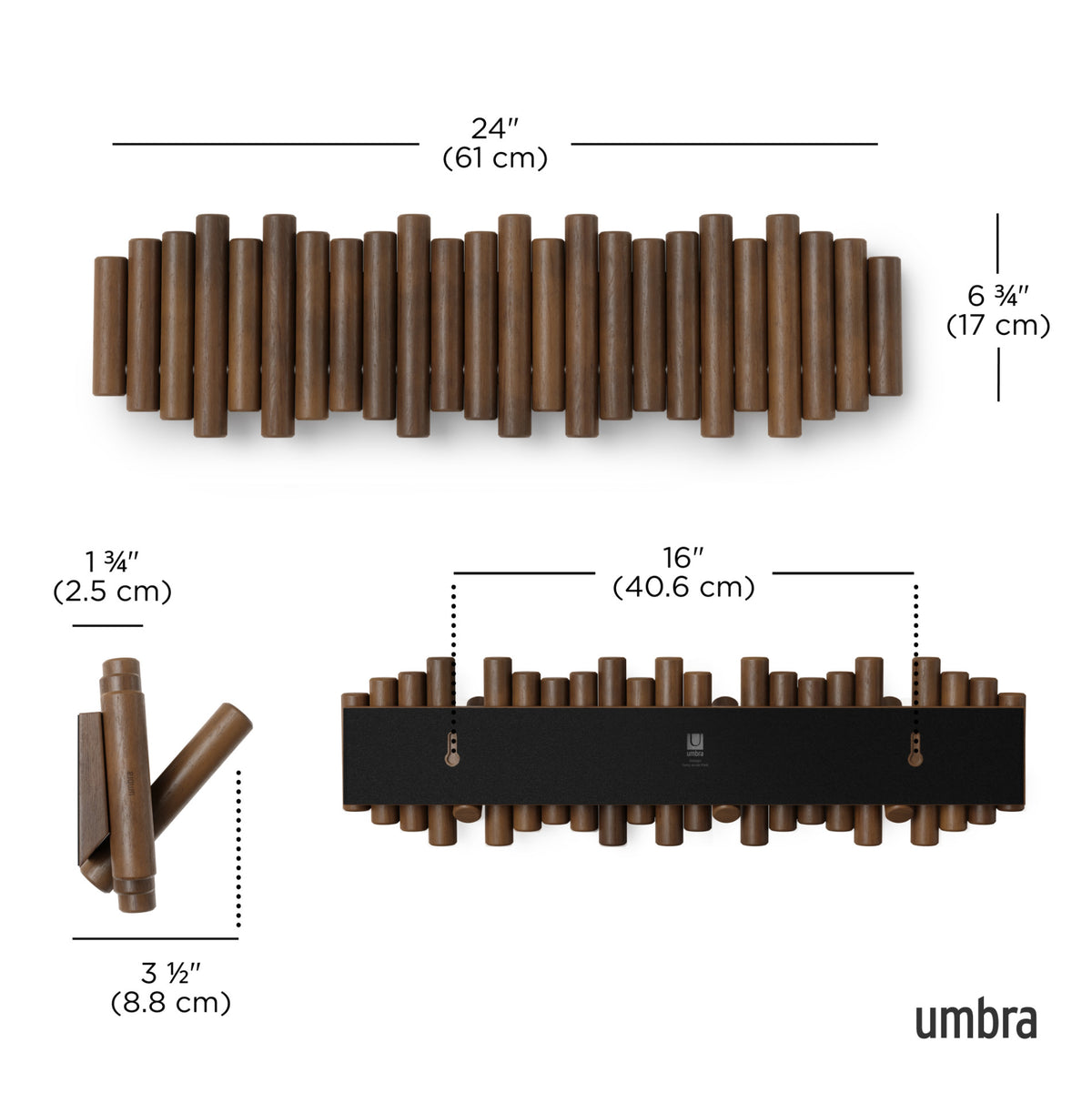 Wall Hooks | color: Aged-Walnut | size: 8-Hook