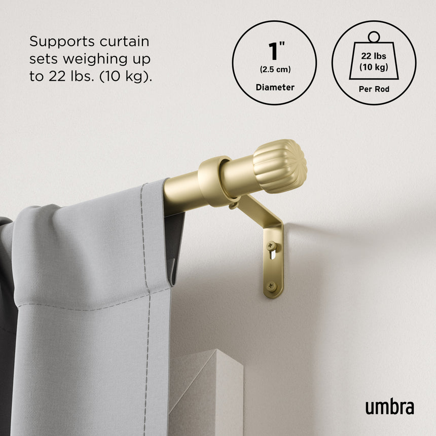 Single Curtain Rods | color: Gold | size: 36-66" (91-168 cm) | diameter: 1" (2.5 cm)