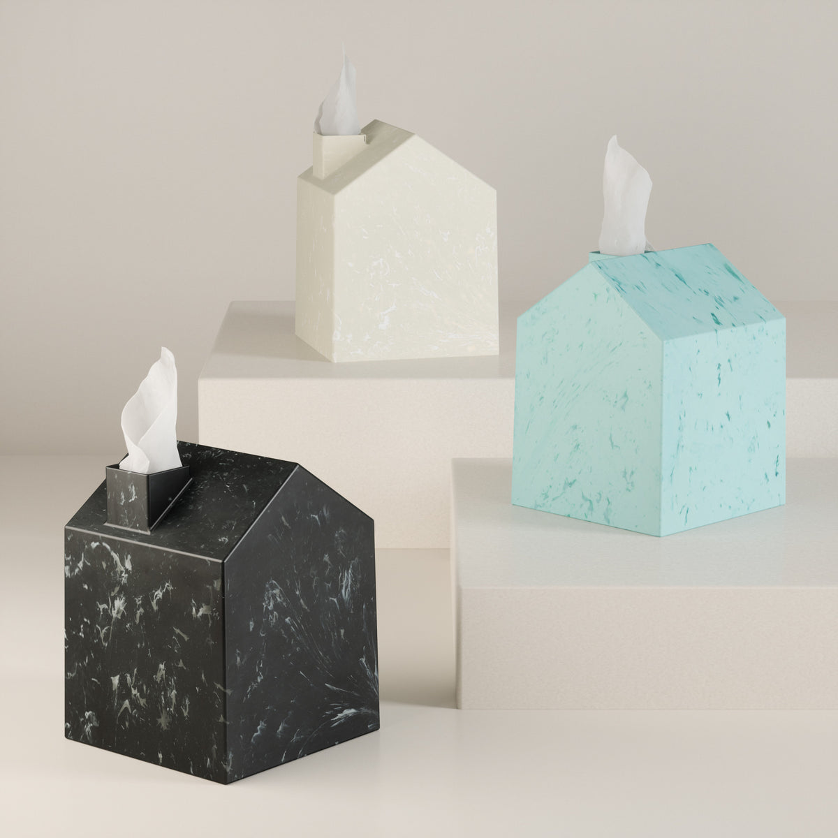 Tissue Box Cover & Trays | color: Ocean Blue