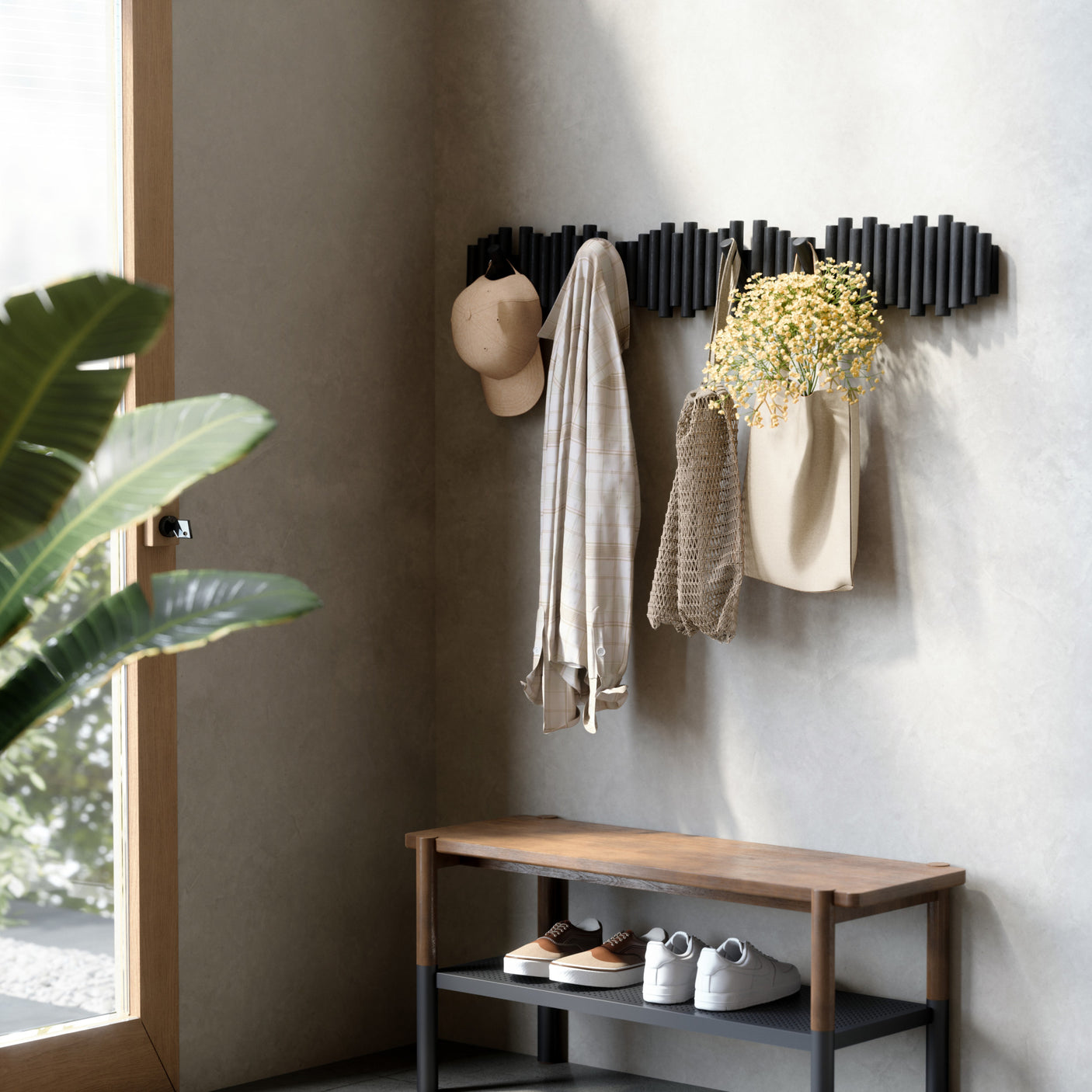 Wall Hooks | color: Black | size: 5-Hook | Hover