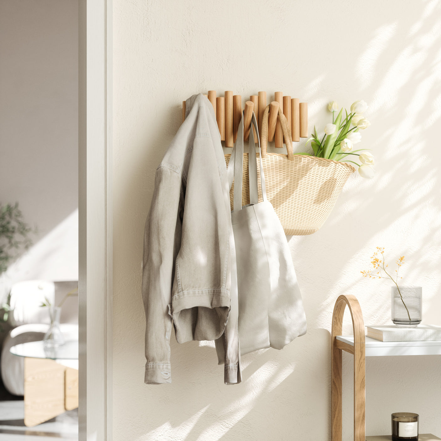Wall Hooks | color: Natural | size: 5-Hook | Hover
