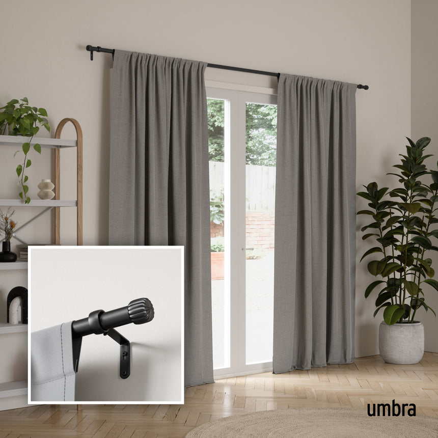 Single Curtain Rods | color: Matte-Black | size: 36-66" (91-168 cm) | diameter: 1" (2.5 cm)