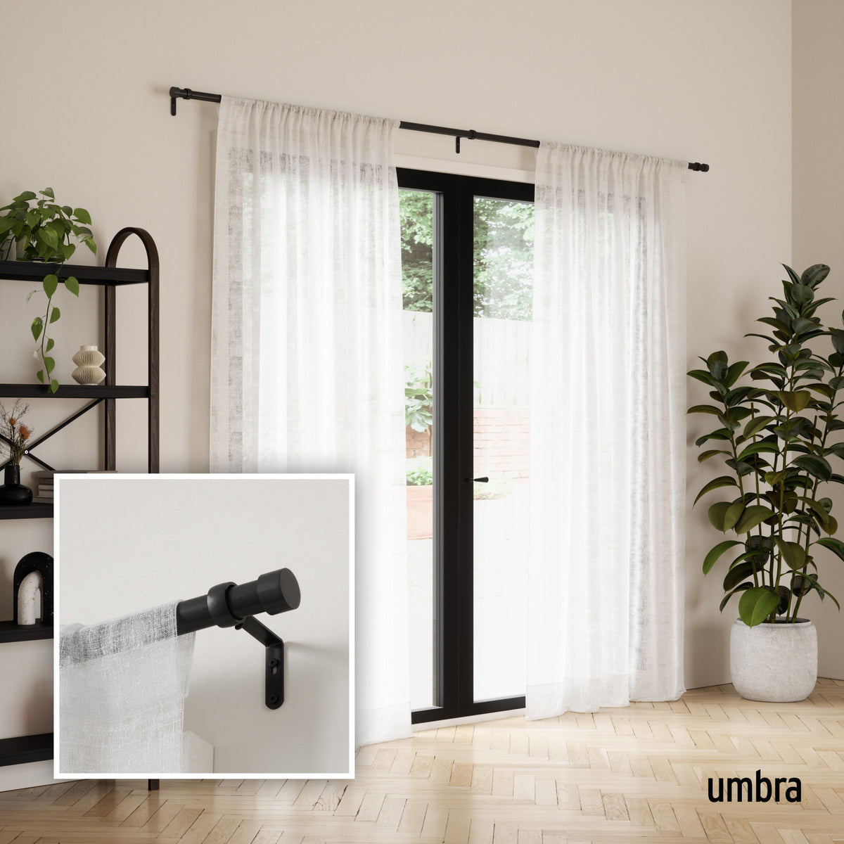 Single Curtain Rods | color: Matte-Black | size: 36-66" (91-168 cm) | diameter: 1" (2.5 cm)