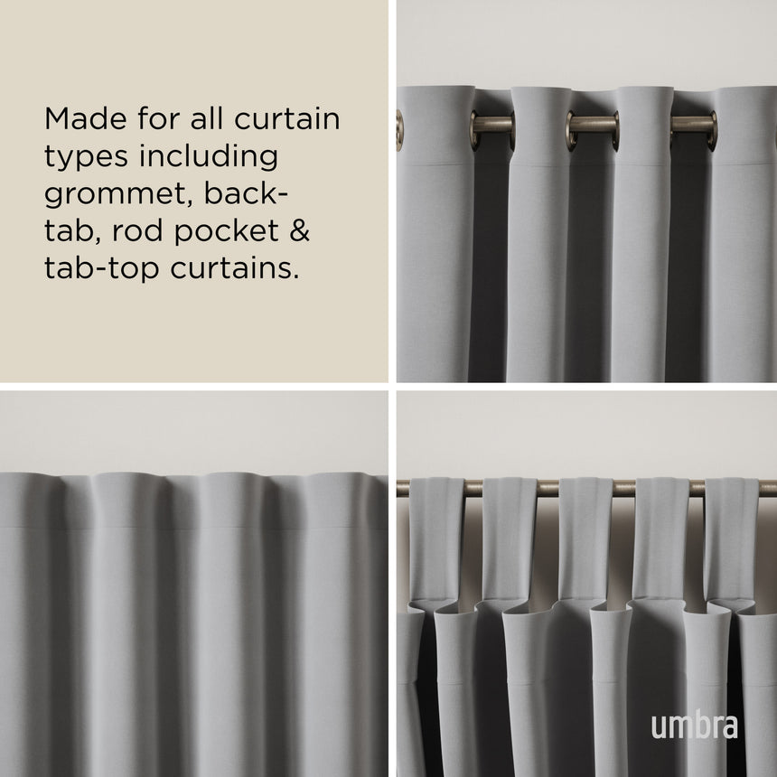 Single Curtain Rods | color: Nickel-Steel | size: 36-66" (91-168 cm) | diameter: 1" (2.5 cm)