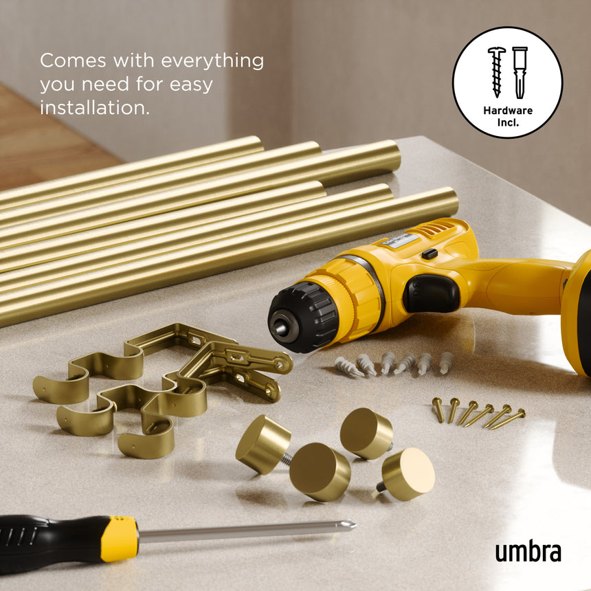 Double Curtain Rods | color: Brass | size: 120-180" (305-457 cm) | diameter: 1" (2.5 cm)