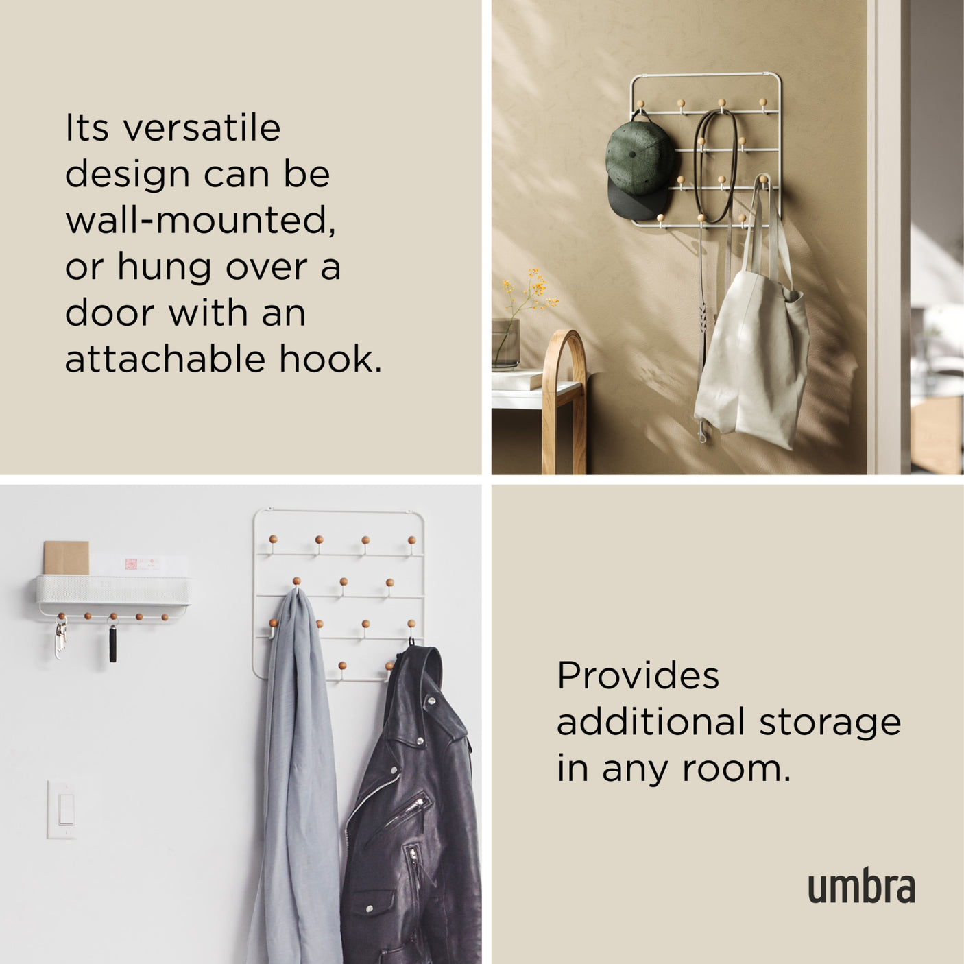 Over The Door Hooks | color: White-Natural