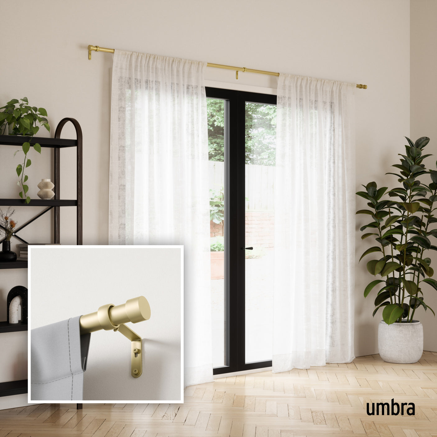 Single Curtain Rods | color: Gold | size: 66-120" (168-305 cm) | diameter: 1" (2.5 cm)