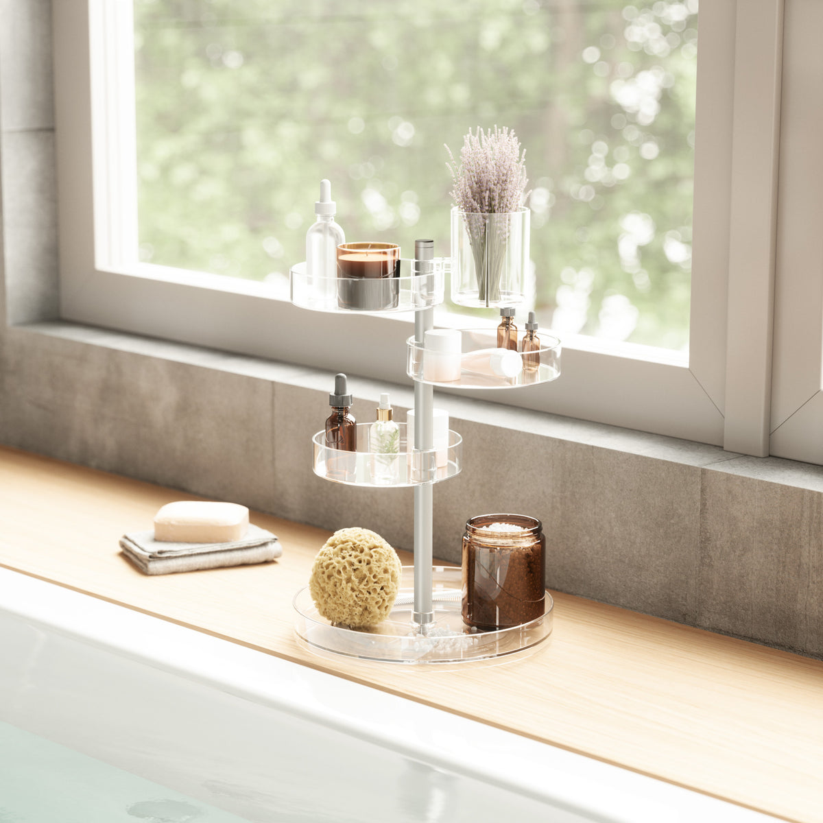 PIROUETTE - Organiseur de salle de bain 5 plateaux rotatifs