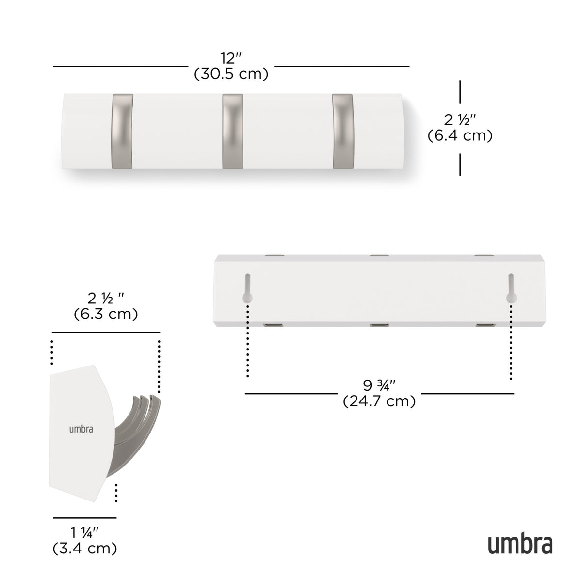 Wall Hooks | color: White-Nickel