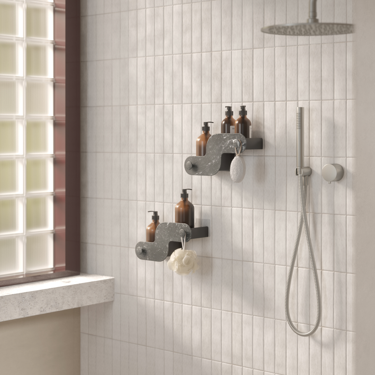 Bacs de douche adhésifs Nami en matériaux marins, lot de 2
