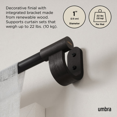 Single Curtain Rods | color: Matte-Black | size: 42-120" (107-305 cm) | diameter: 1" (2.5 cm)