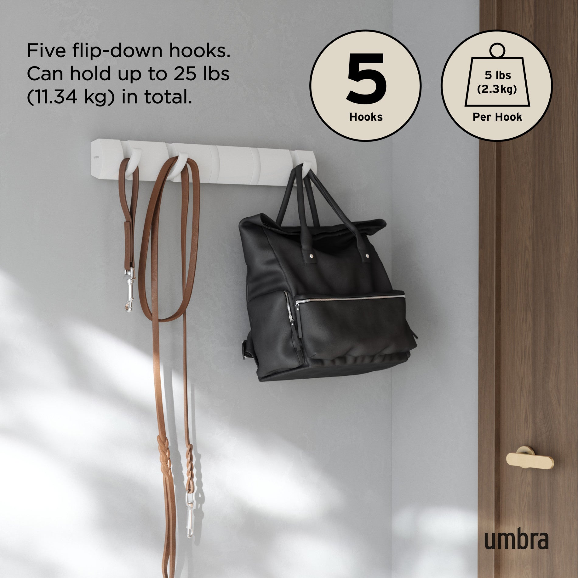 Flip 5 Wall Mounted Hook - Coat Rack & Wall Hooks | Umbra Canada