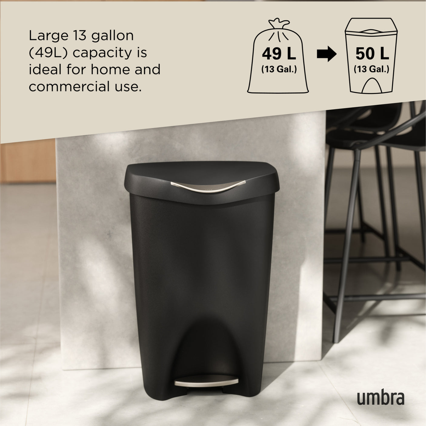 Kitchen Trash Cans | color: Black