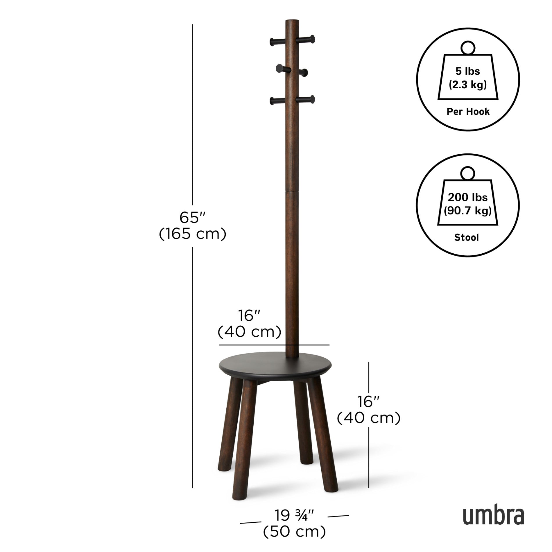 Pillar Stool & Coat Rack - The Ultimate Space Saver | Umbra