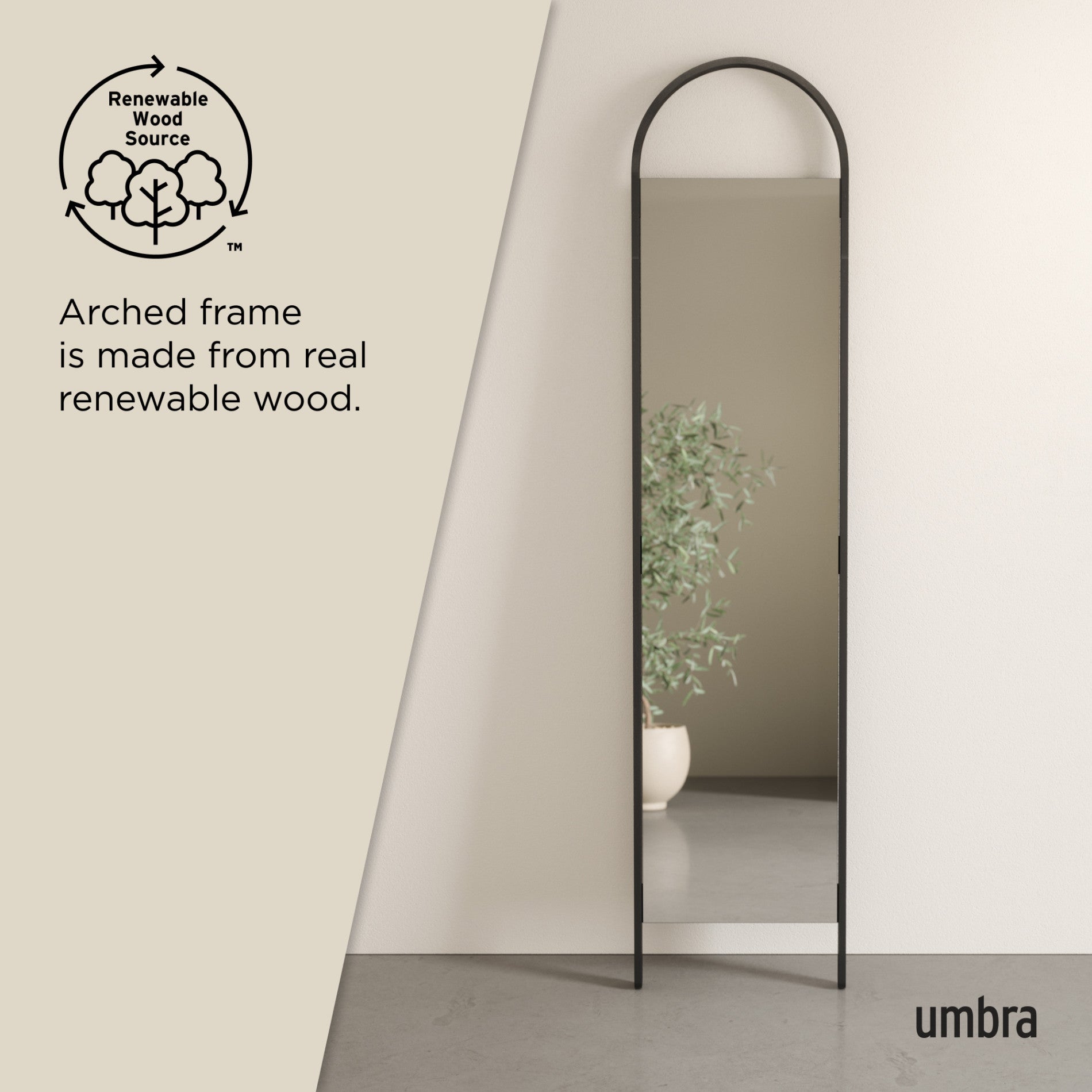 Bellwood Leaning Mirror - Full-Length Wood Mirror | Umbra Canada