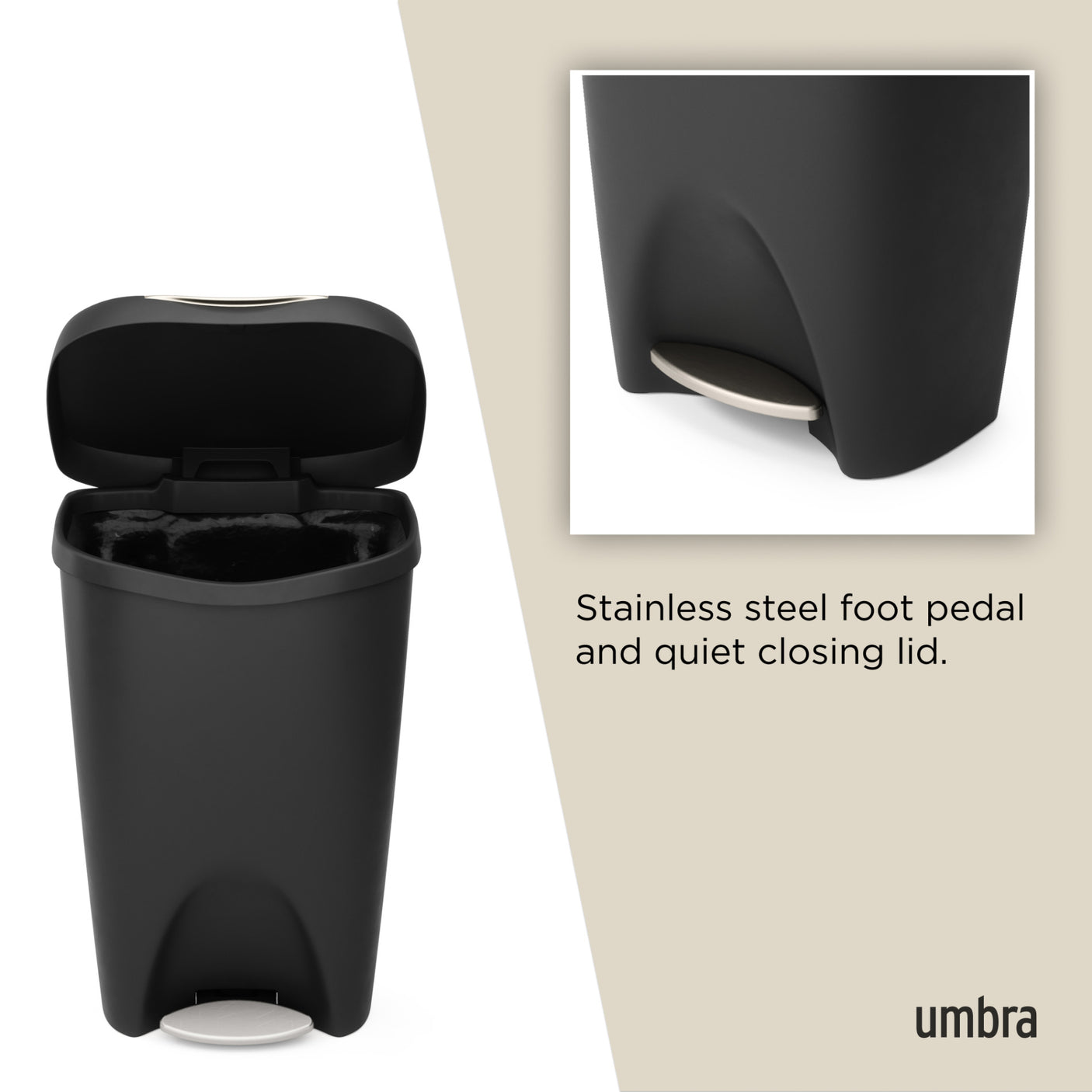 Kitchen Trash Cans | color: Black