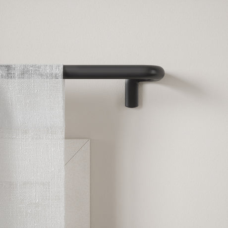 Single Curtain Rods | color: Matte-Black | size: 30-84" (76-213 cm) | diameter: 3/4" (1.9 cm) | Hover