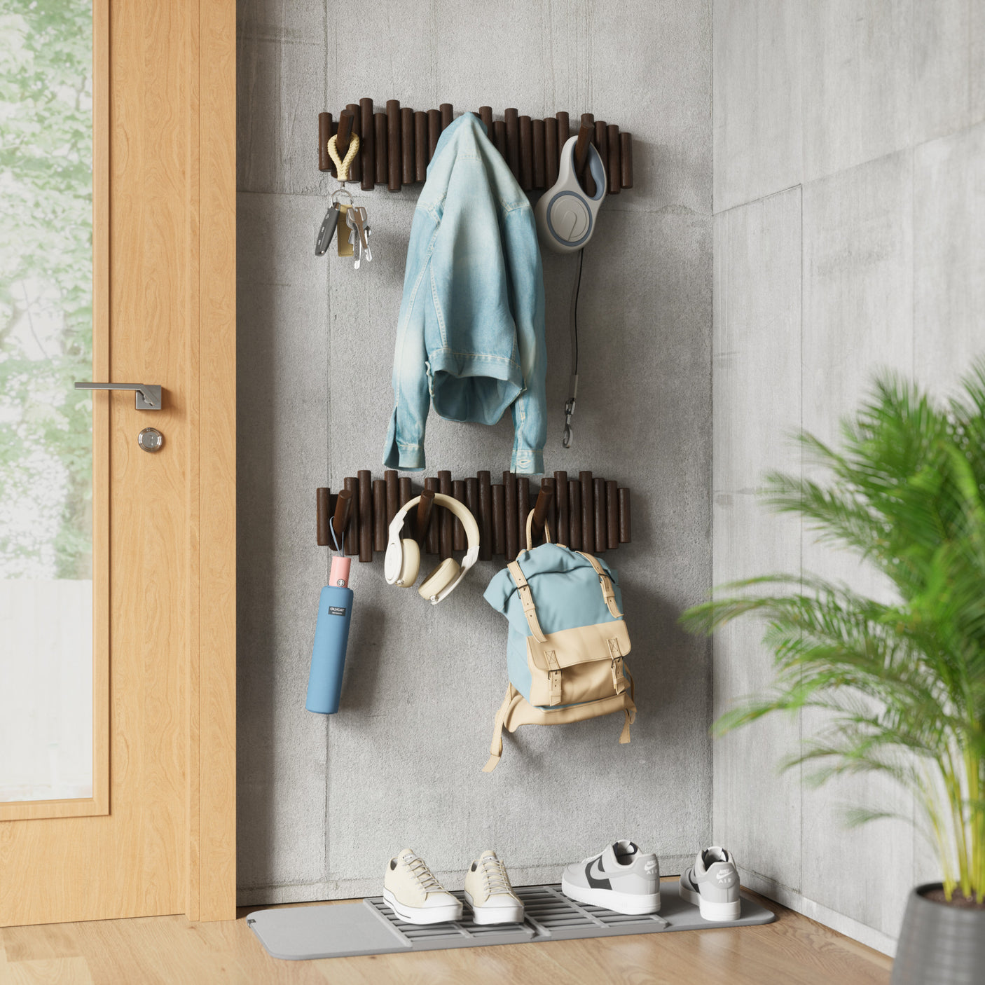 Wall Hooks | color: Aged-Walnut | size: 8-Hook | Hover