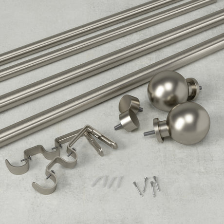 Double Curtain Rods | color: Eco-Friendly Nickel | size: 72-144" (183-366 cm) | diameter: 1 & 3/4" (4.44 cm) | Hover