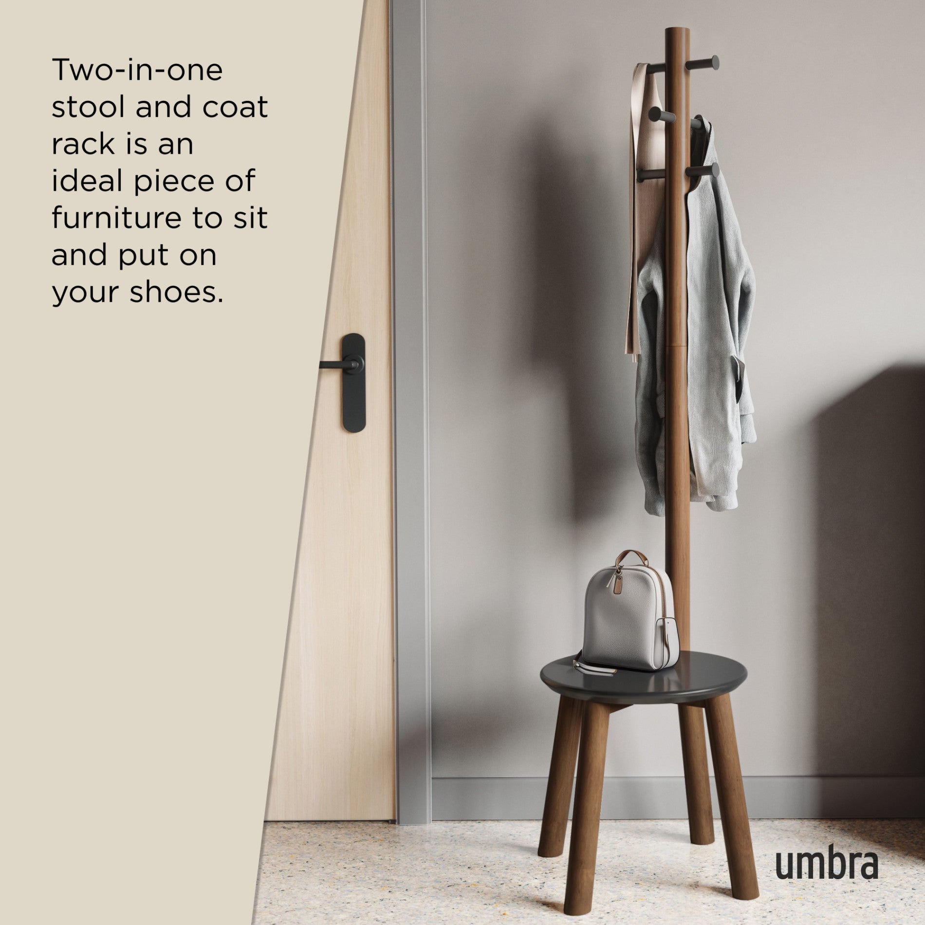 Pillar Stool & Coat Rack - The Ultimate Space Saver | Umbra Canada