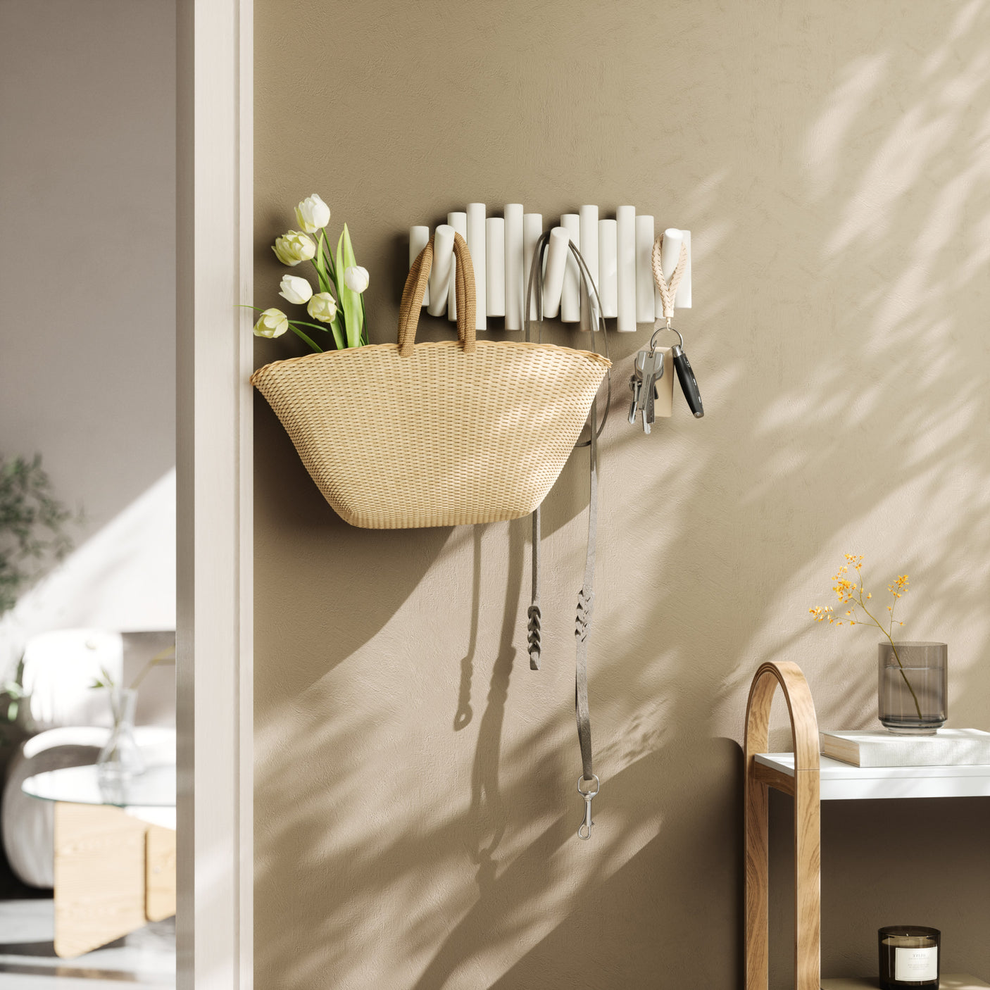 Wall Hooks | color: White | size: 5-Hook