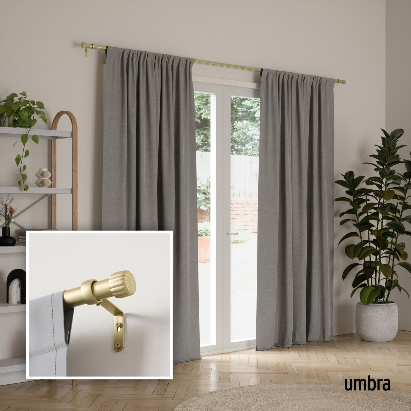 Single Curtain Rods | color: Gold | size: 36-66" (91-168 cm) | diameter: 1" (2.5 cm)