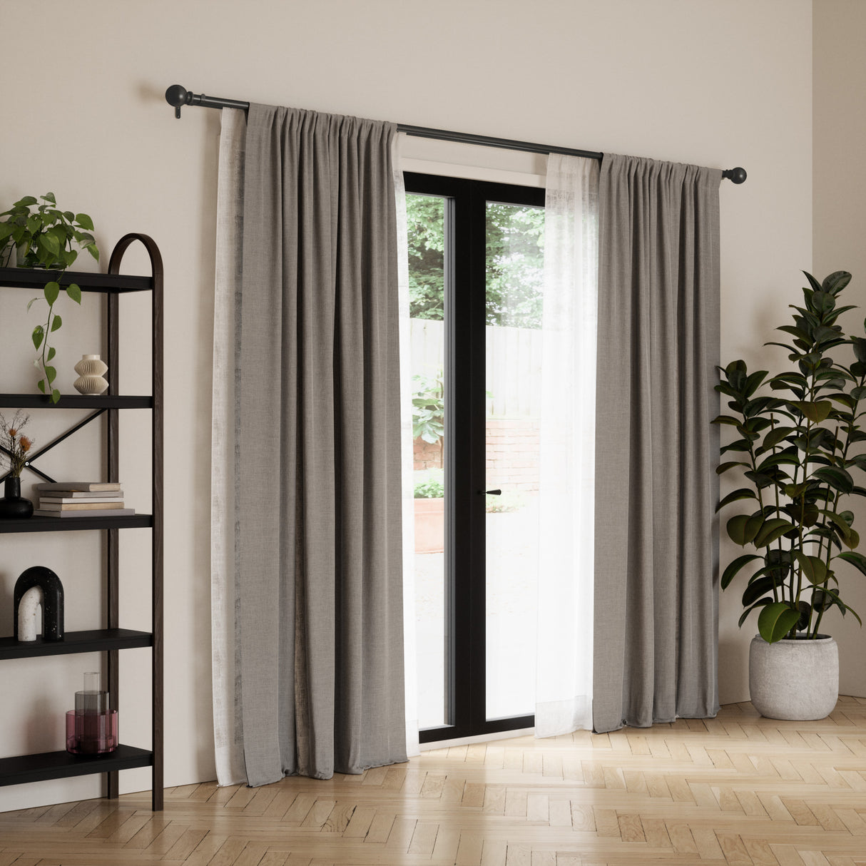 Double Curtain Rods | color: Matte-Black | size: 36-72" (91-183 cm) | diameter: 1" (2.5 cm)