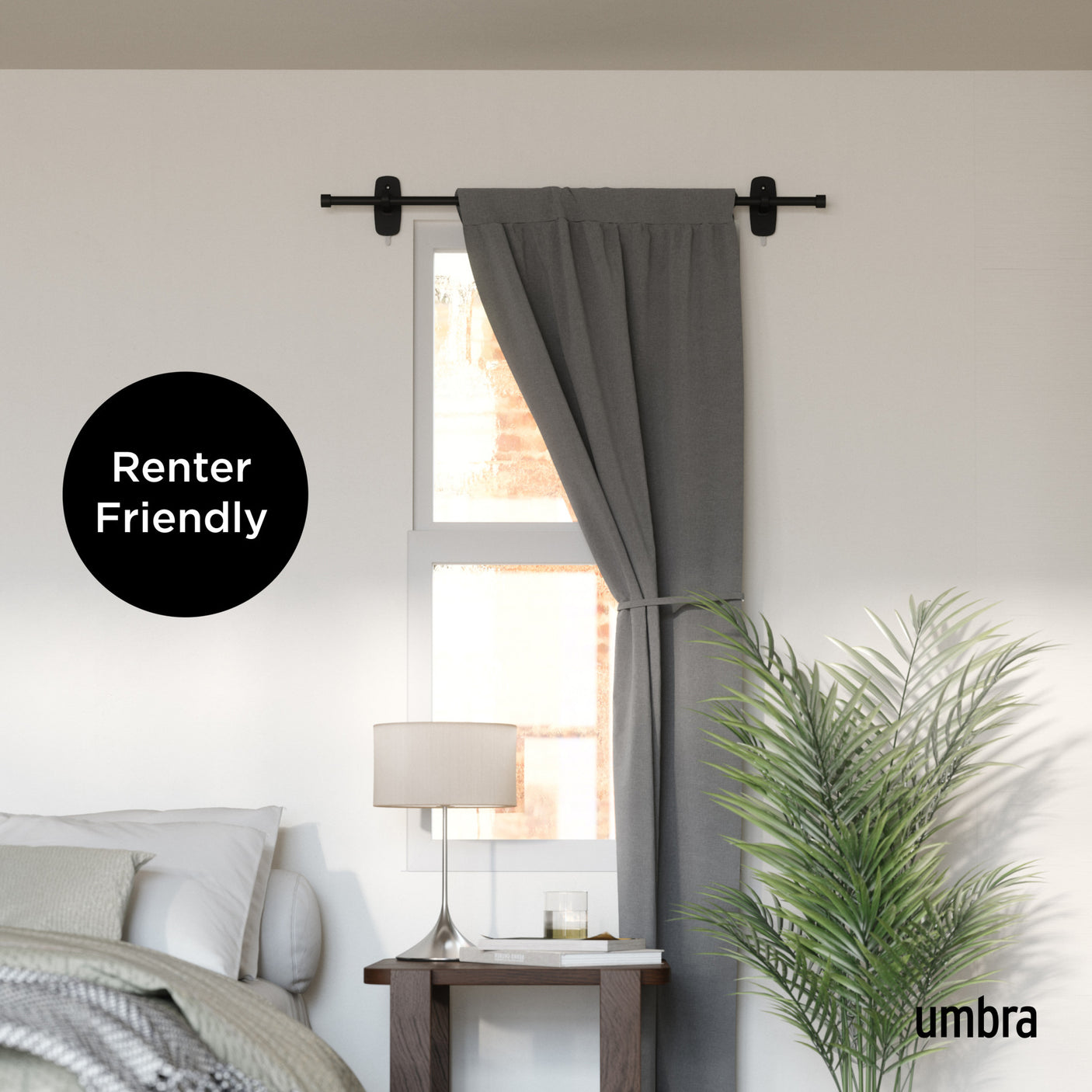 Single Curtain Rods | color: Matte-Black | size: 28-48" (72-122cm approx) | diameter: 5/8" (1.6cm approx)