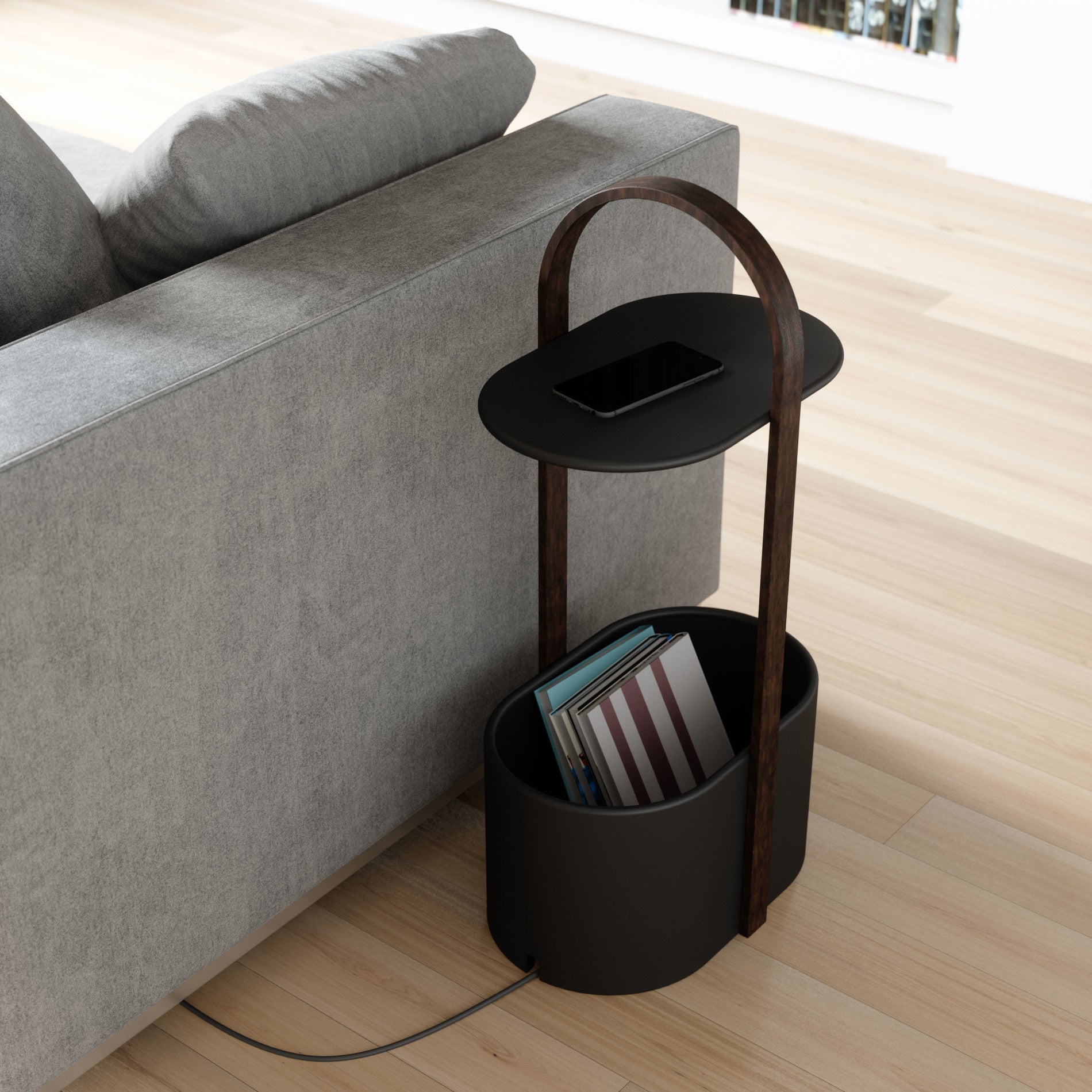Modern Side Table with Cable Management - Bellwood Storage Table
