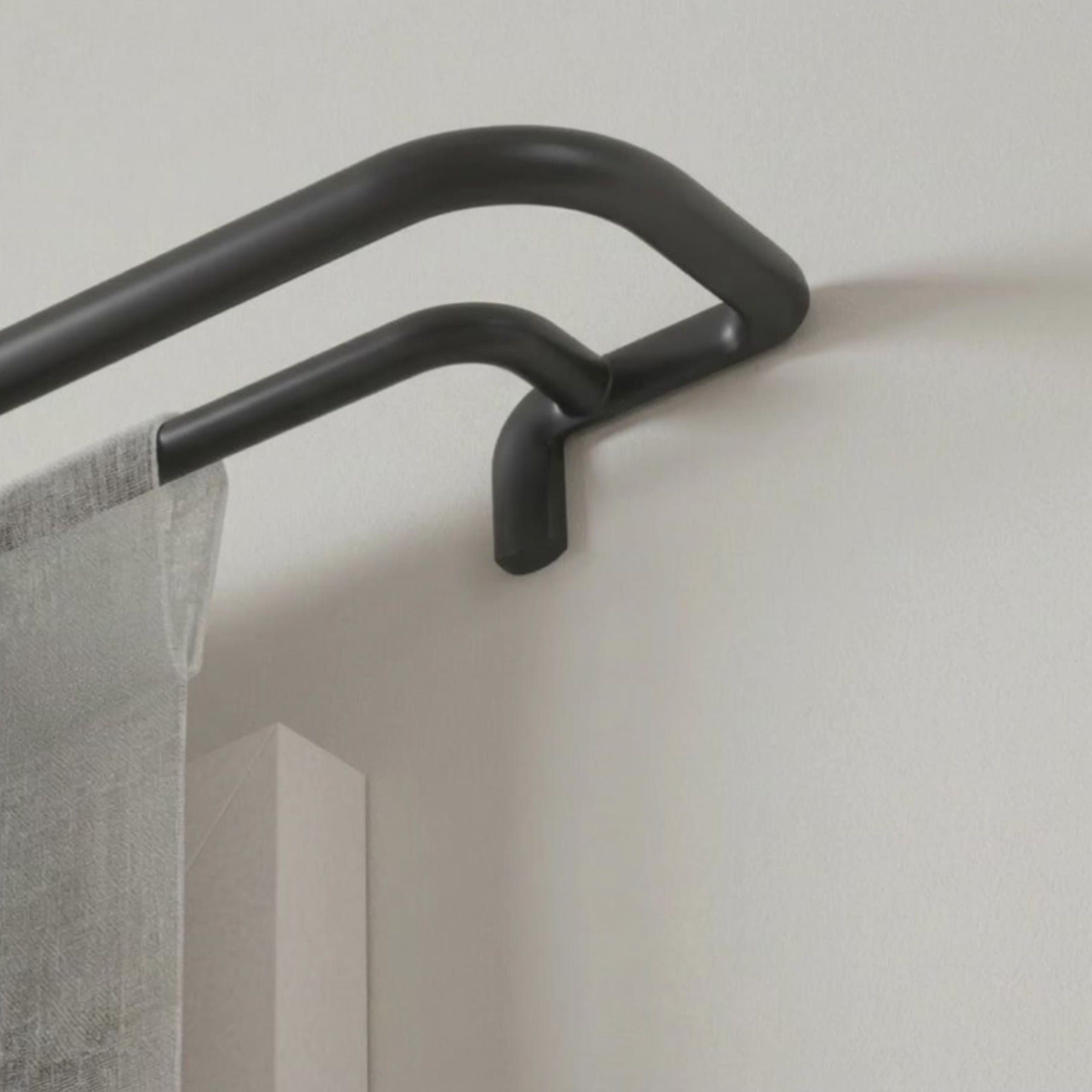 Double Curtain Rods | color: Matte-Black | size: 30-84" (76-213 cm) | diameter: 3/4" (1.9 cm)