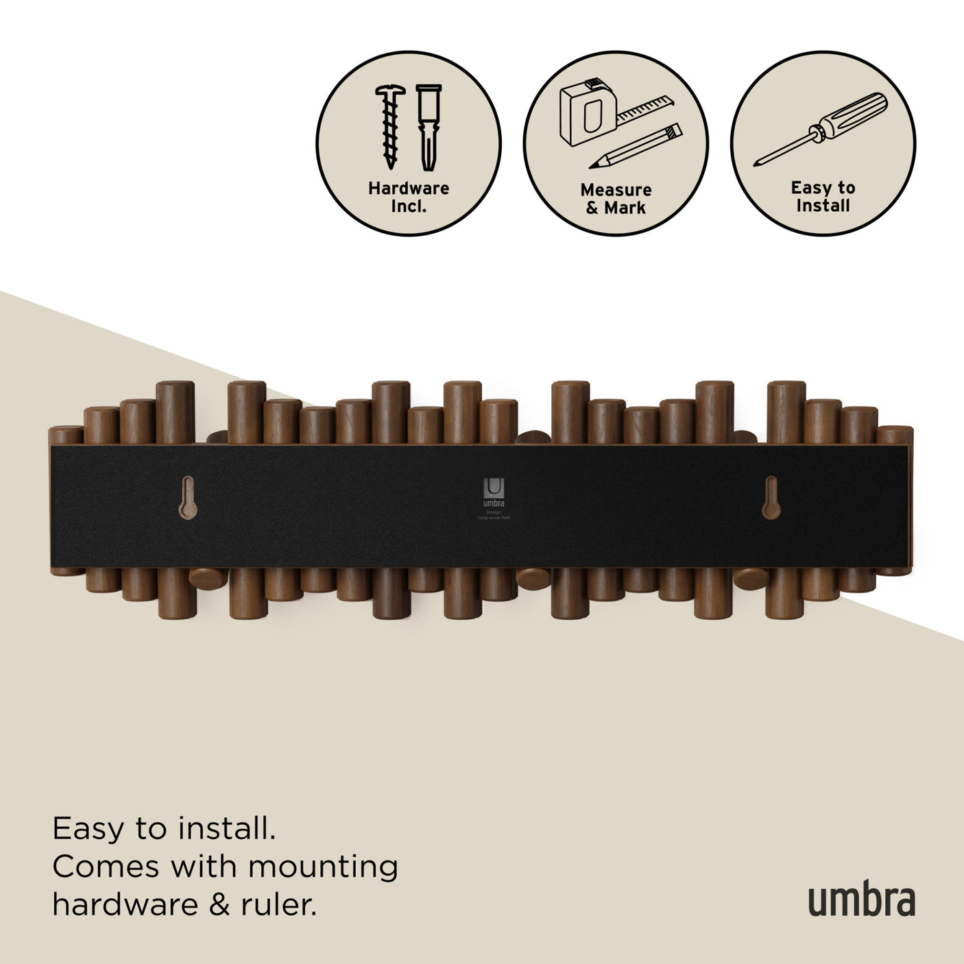 Wall Hooks | color: Aged-Walnut | size: 8-Hook