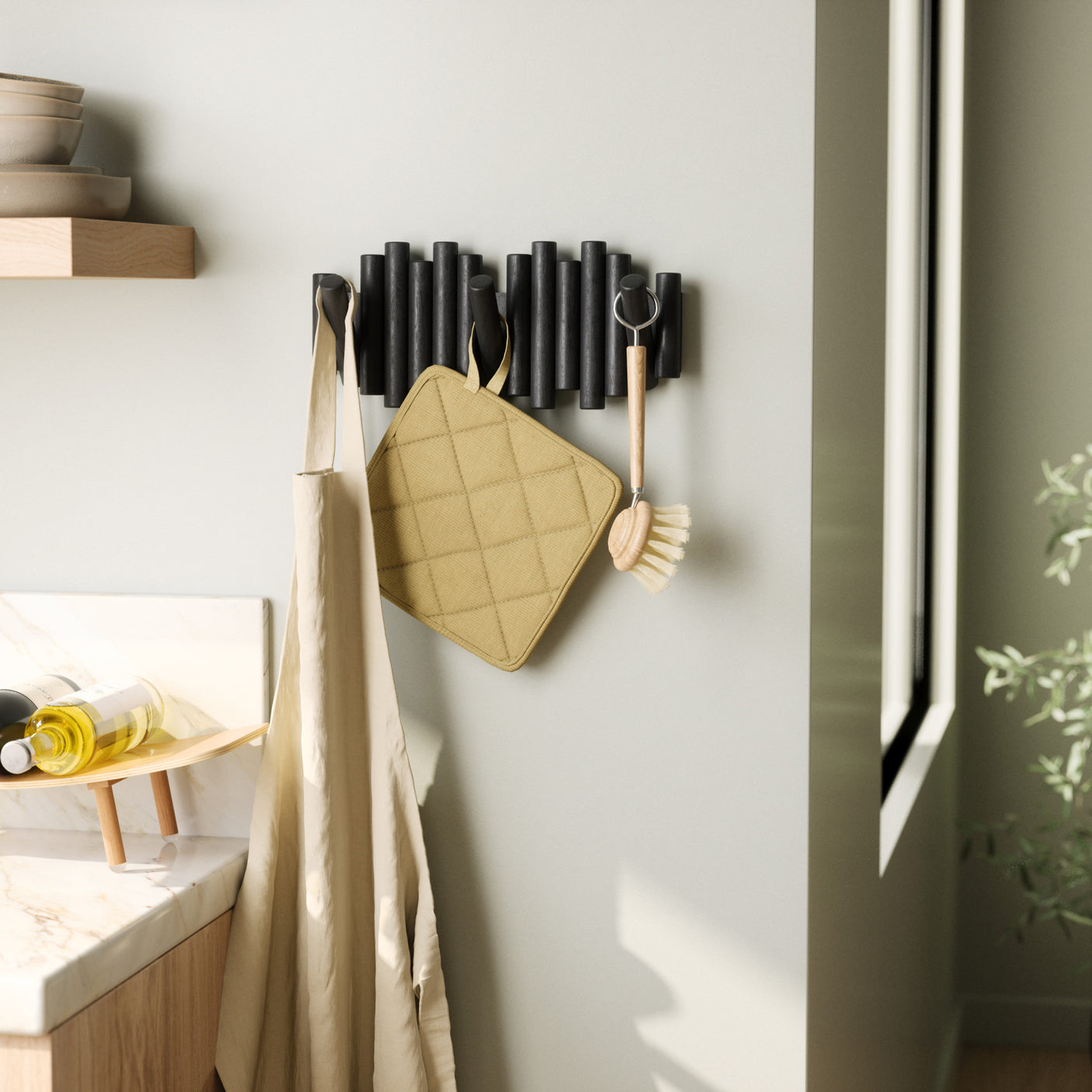 Wall Hooks | color: Black | size: 5-Hook