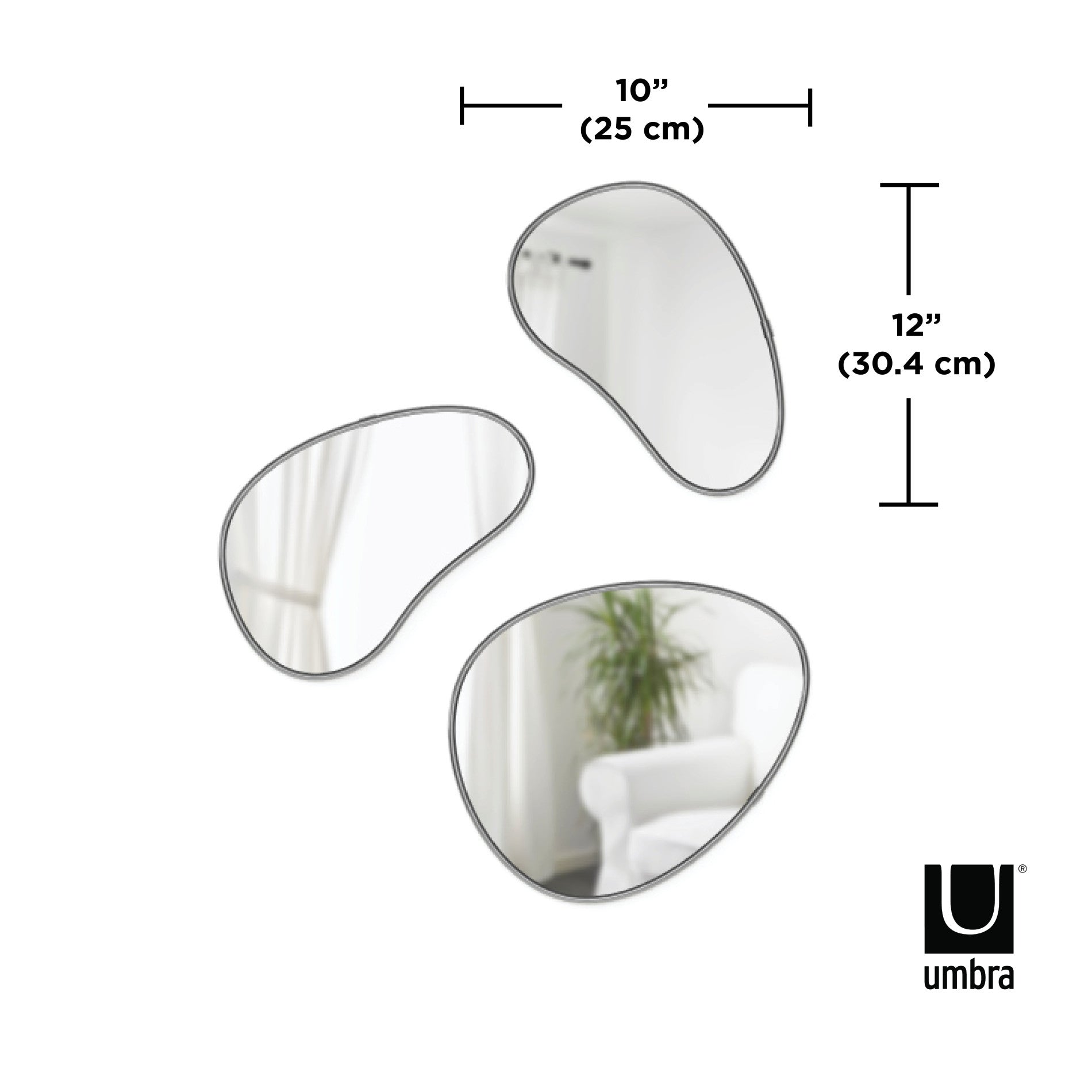 Organic Shaped Mirrors Set of 3 | Small Decorative Mirrors | Umbra