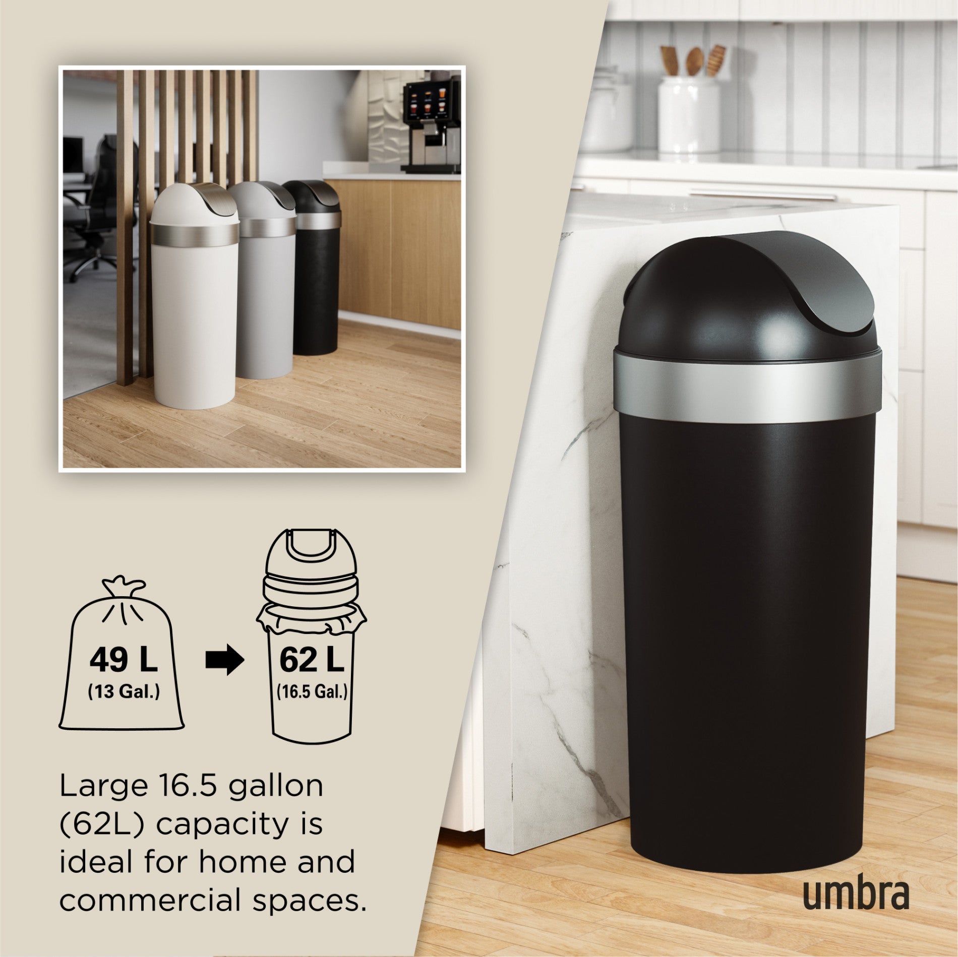 Venti Trash Can - Large, Easy-to-Use Garbage Can | Umbra Canada