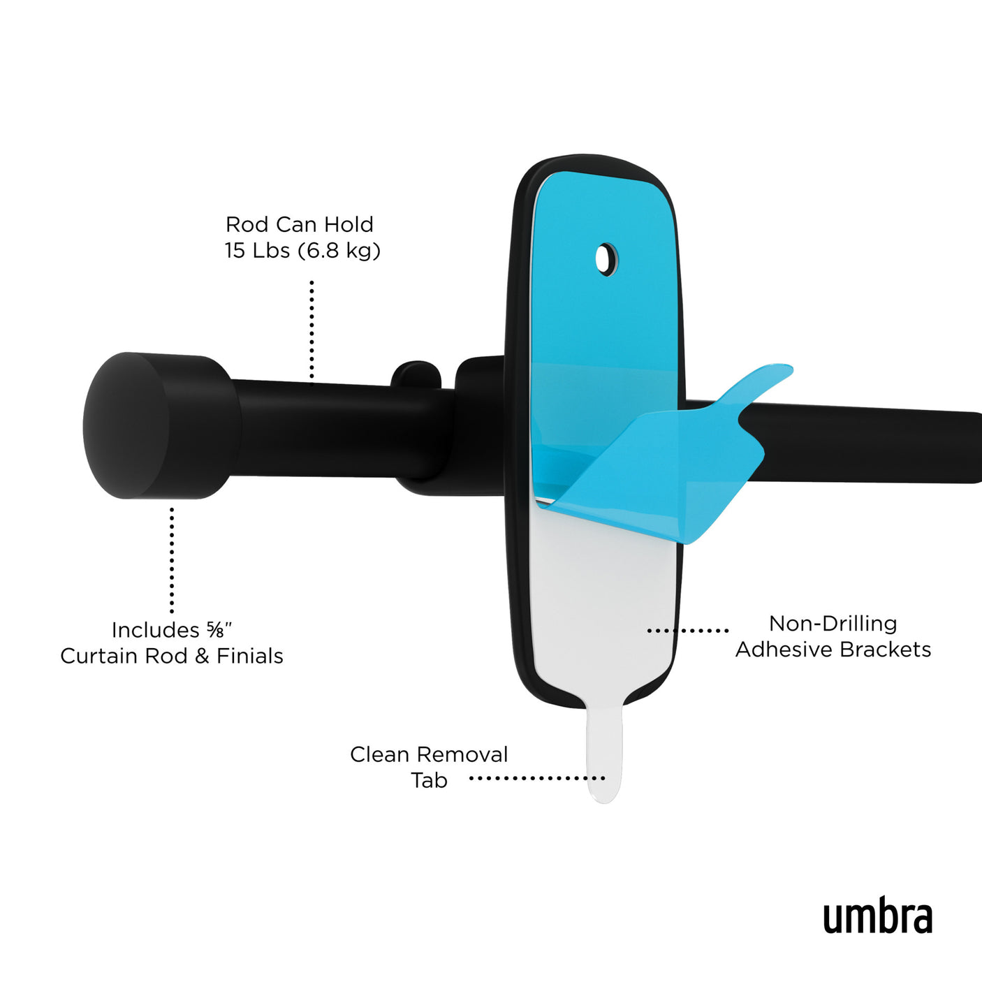 Single Curtain Rods | color: Matte-Black | size: 16-28" (41-71 cm approx) | diameter: 5/8" (1.6cm approx)