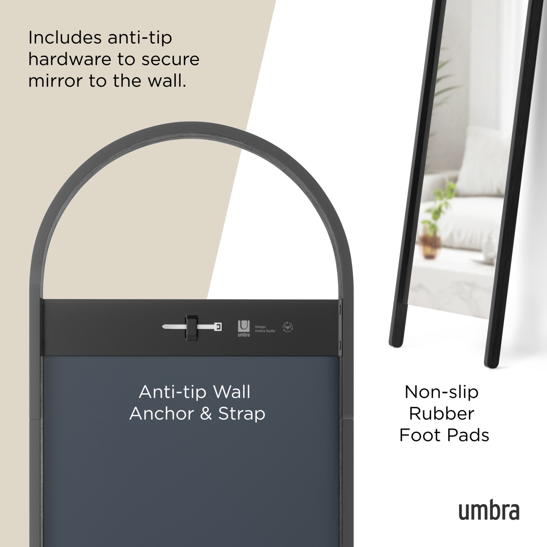 Bellwood Leaning Mirror - Full-Length Wood Mirror | Umbra Canada