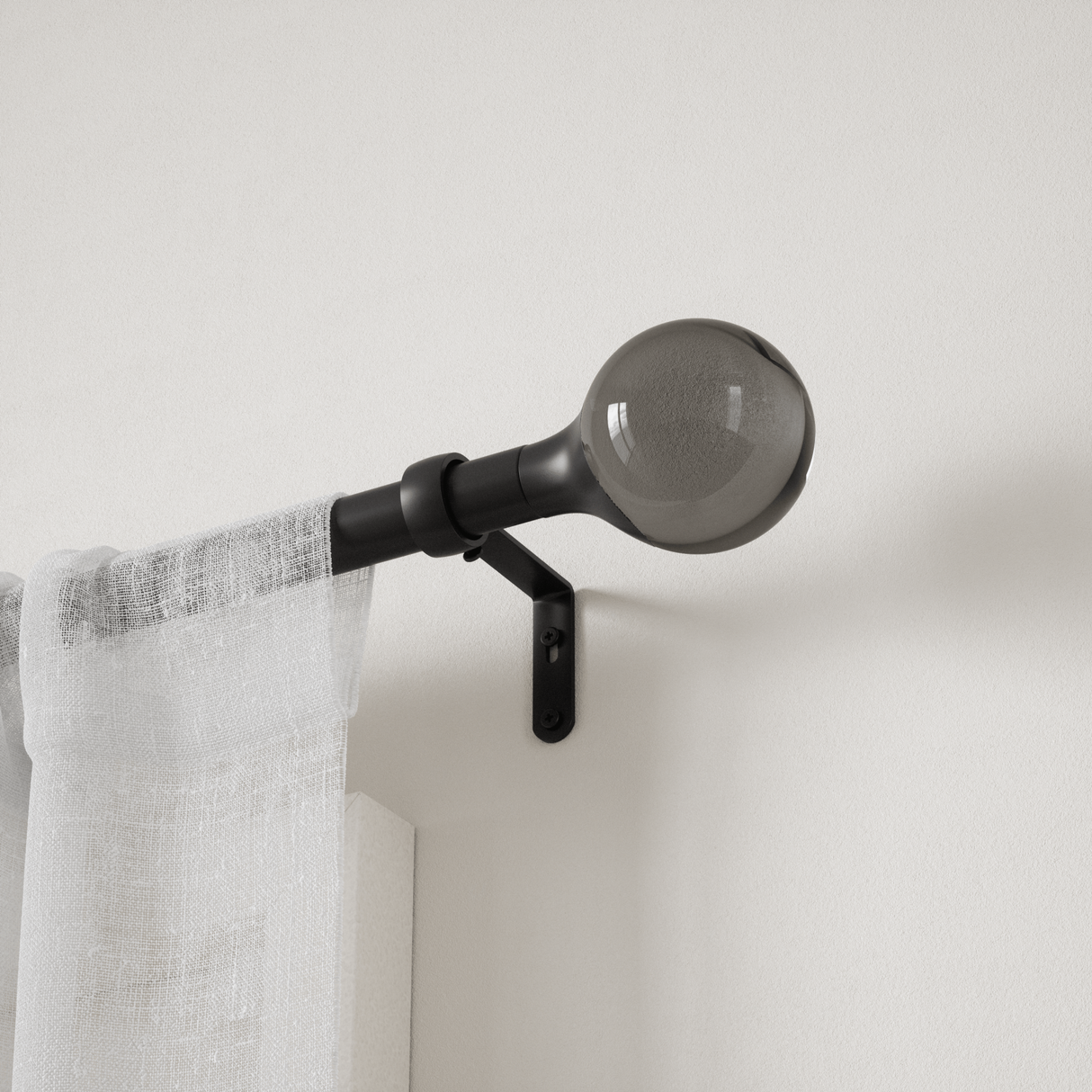 Single Curtain Rods | color: Eco-Friendly Matte-Black | size: 72-144" (183-365 cm) | diameter: 1" (2.5 cm) | https://vimeo.com/684799778