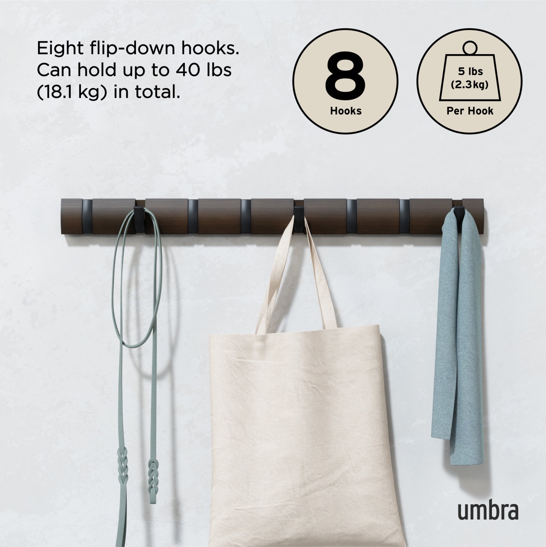 Flip 8 Wall Mounted Coat Rack | Umbra Canada