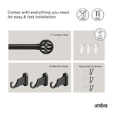 Single Curtain Rods | color: Matte-Black | size: 42-120" (107-305 cm) | diameter: 1" (2.5 cm)
