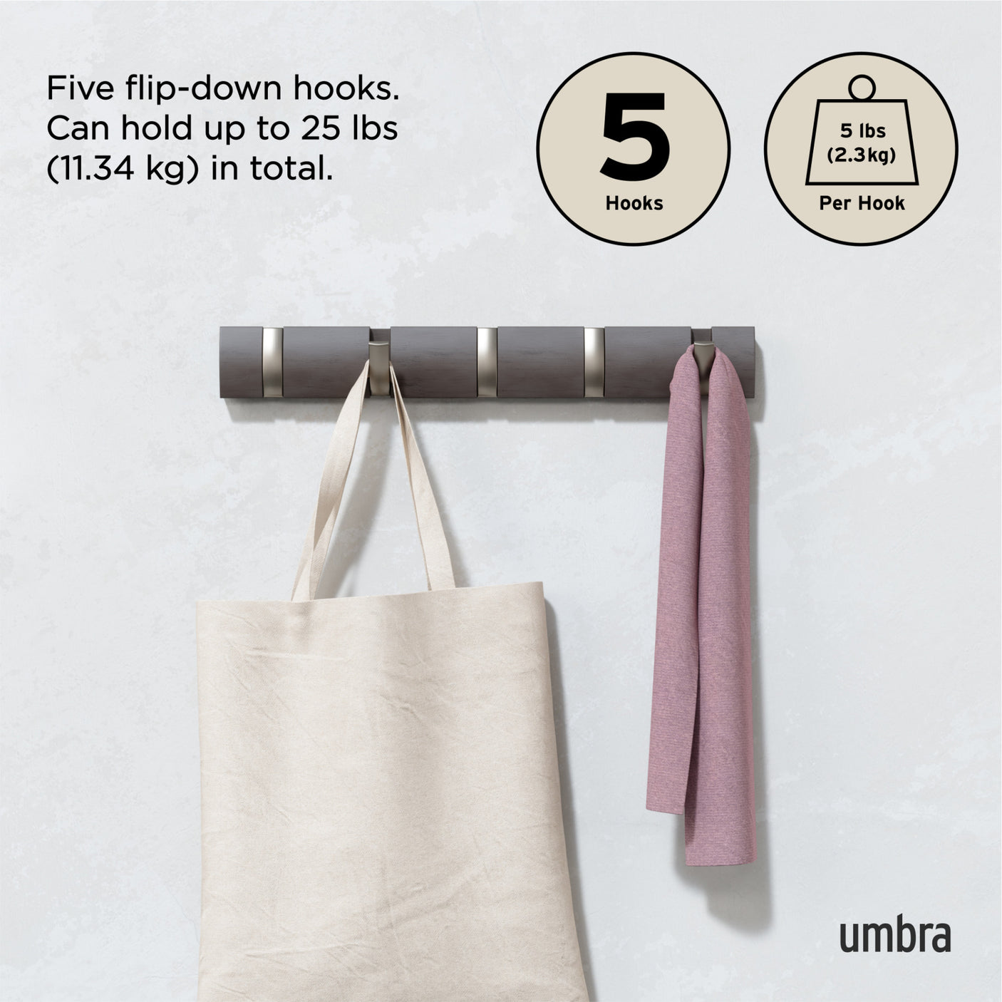 Wall Hooks | color: Driftwood-Nickel