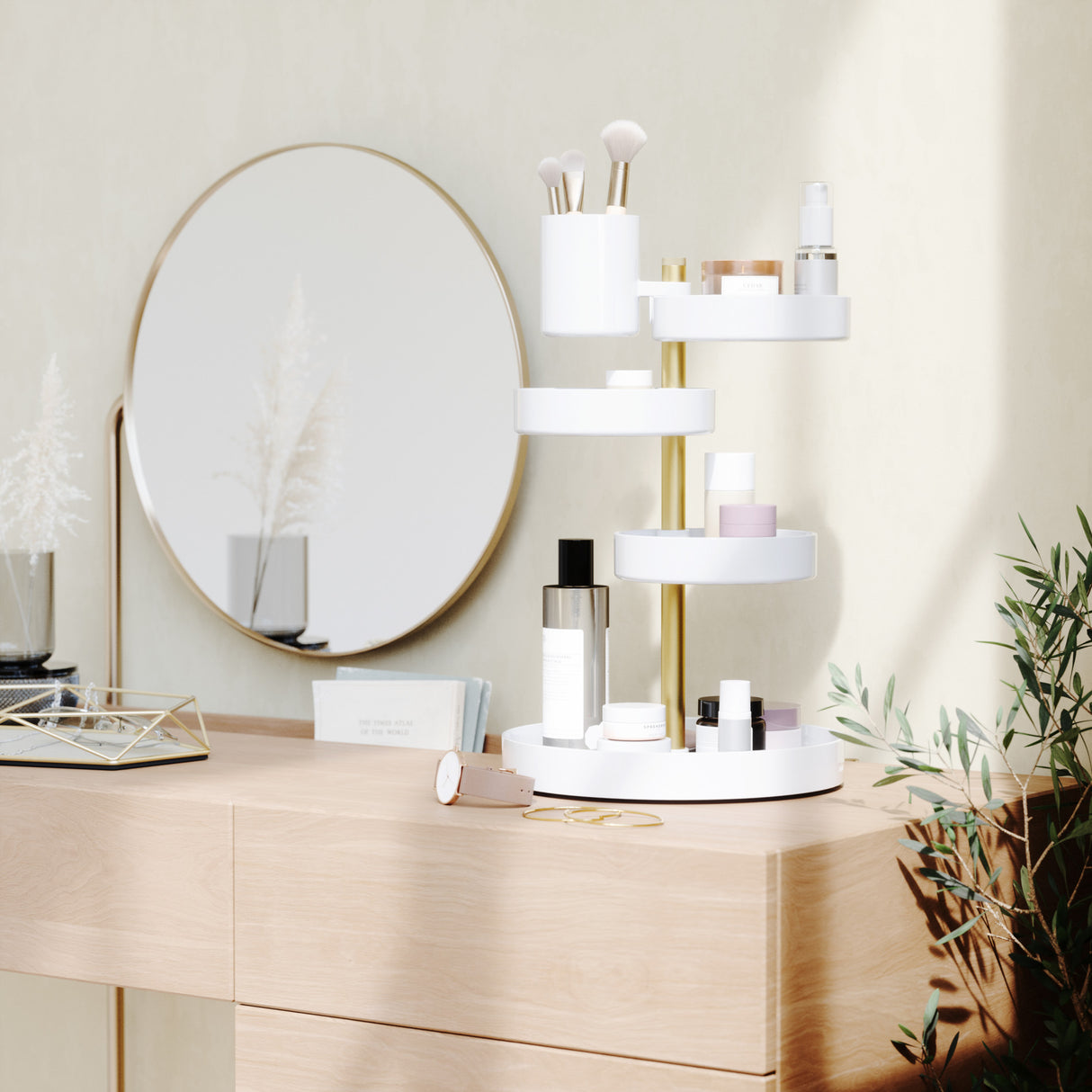 Cosmetic Organizers | color: White-Brass