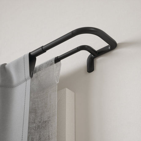 Double Curtain Rods | color: Matte-Black | size: 30-84" (76-213 cm) | diameter: 3/4" (1.9 cm) | Hover