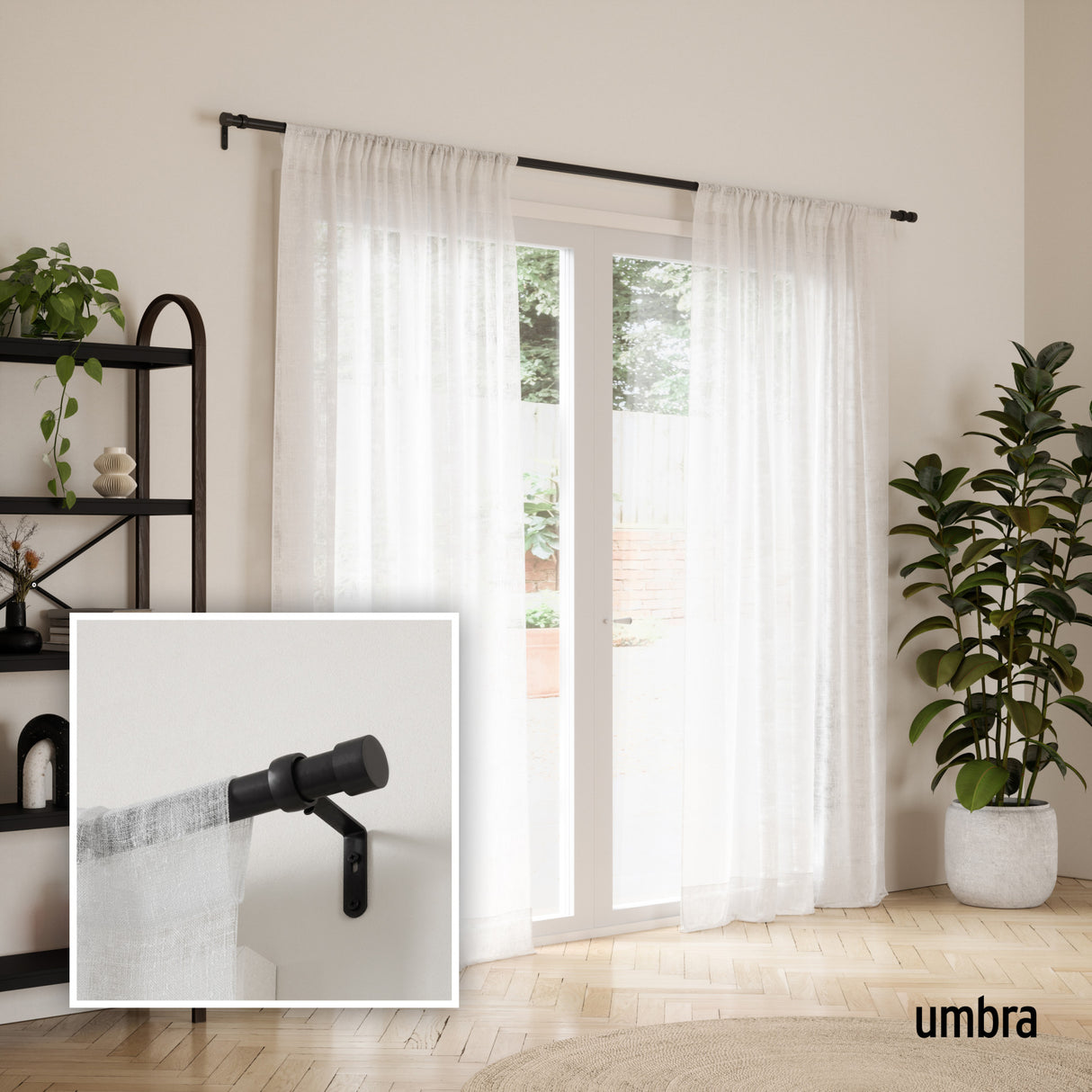 Single Curtain Rods | color: Brushed-Black | size: 36-66" (91-168 cm) | diameter: 1" (2.5 cm)