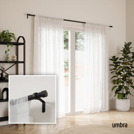 Single Curtain Rods | color: Matte-Black | size: 36-66" (91-168 cm) | diameter: 1" (2.5 cm)