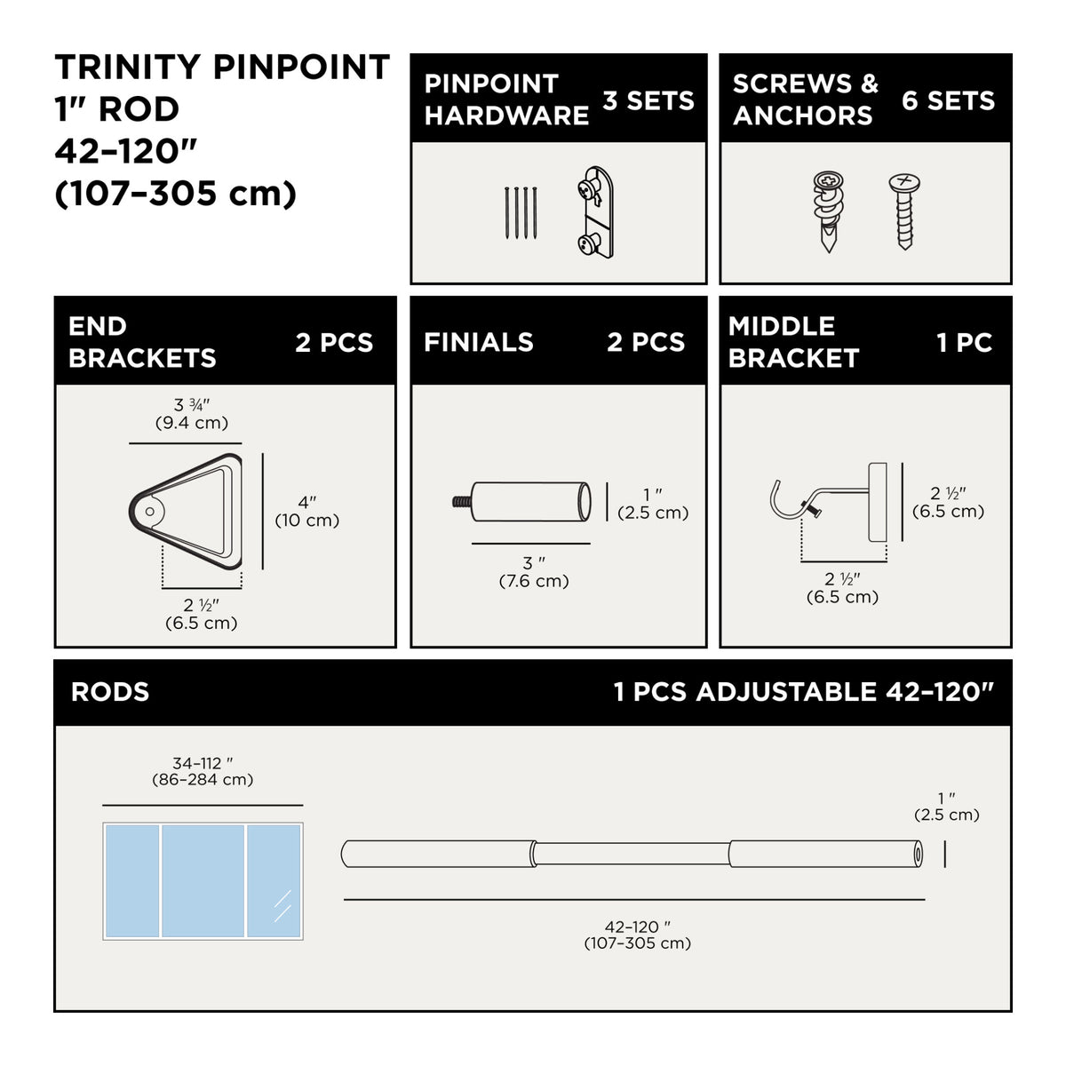 Tringe à rideau Trinity Pin-Point