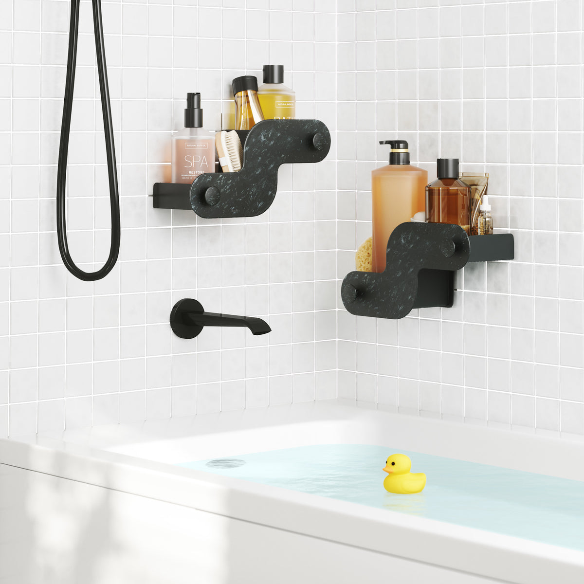 Bacs de douche adhésifs Nami en matériaux marins, lot de 2