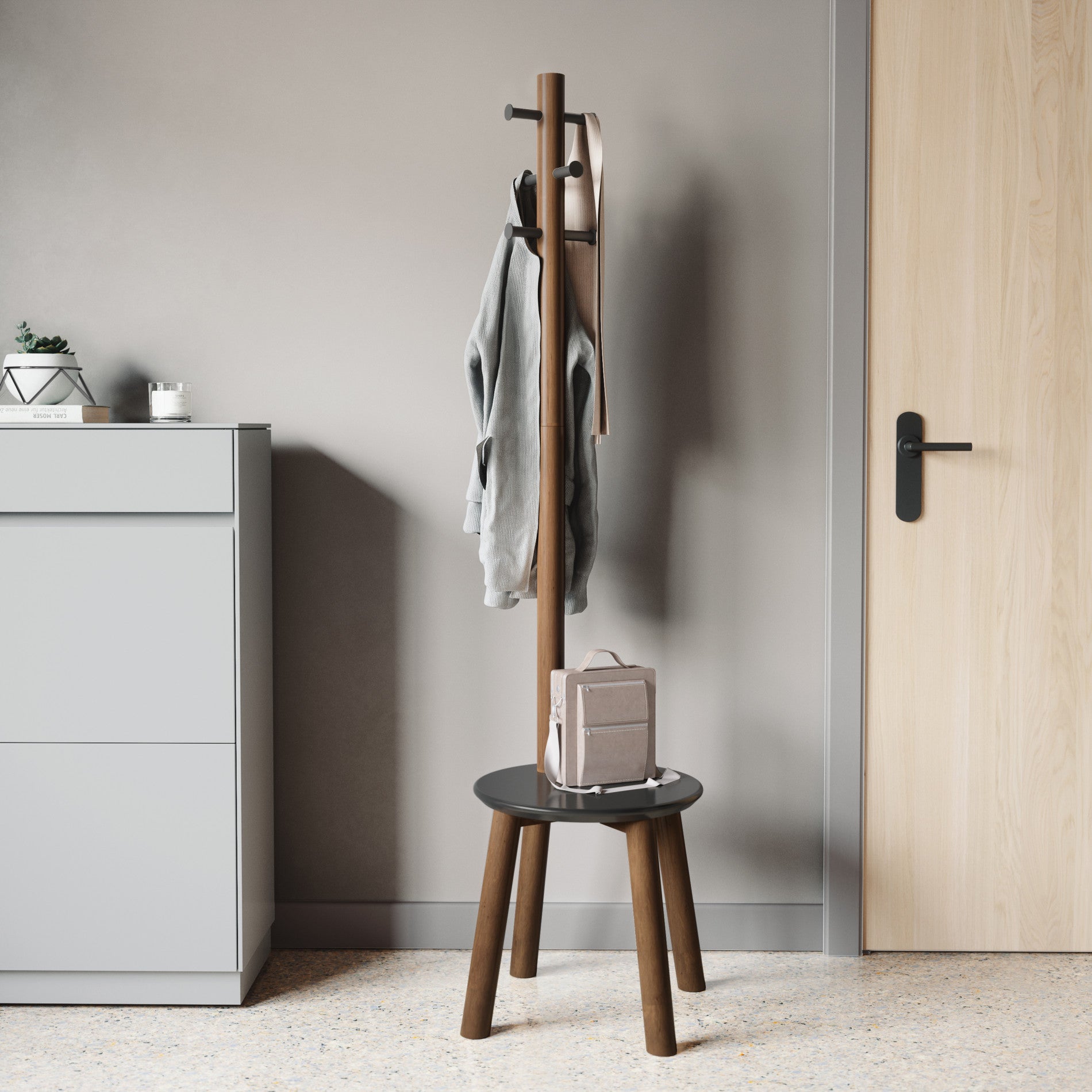 Pillar Stool & Coat Rack - The Ultimate Space Saver | Umbra Canada