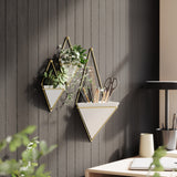 Wall Planters | color: White-Brass | Hover