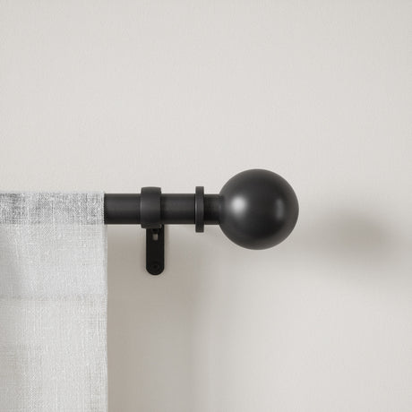 Single Curtain Rods | color: Eco-Friendly Matte-Black | size: 36-72" (91-183 cm) | diameter: 1" (2.5 cm) | Hover